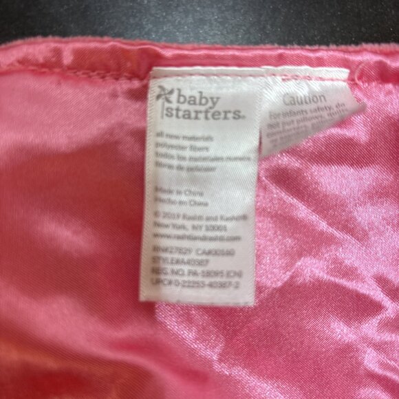 Baby Starters My First Doll Security Blanket Lovey Coral Pink Satin Heart Rattle - Picture 8 of 10